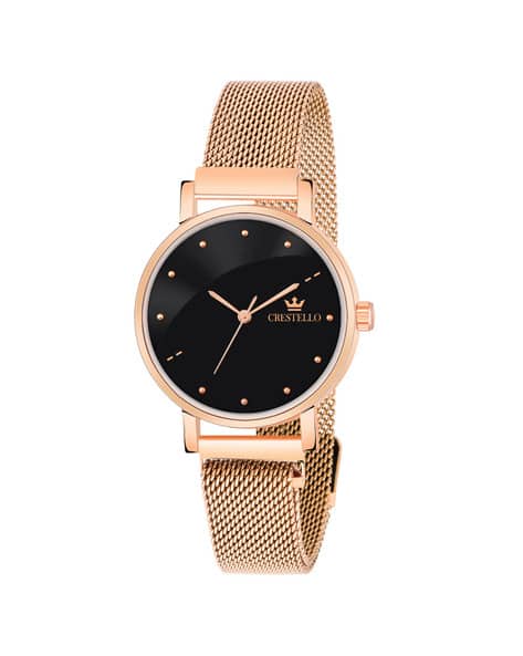 Rose Gold Mesh Magnet Chain Analog Watch - For Women