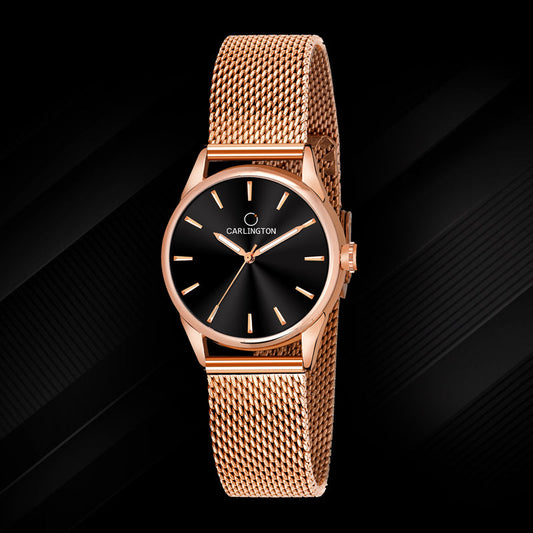 Carlington Elite Ladies Self Adjustable Mesh Strap Water Resistant Analog Watch